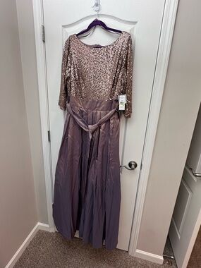 Jessica Howard Rose Gold Sequin and Dusty Mauve Cocktail Dress